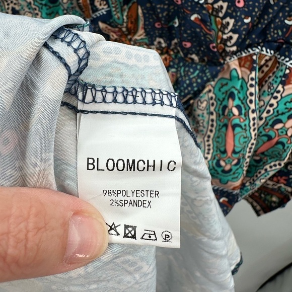 BLOOMCHIC womans milkmaid boho blue-teal lightweight maxi dress NWT 12 - Picture 7 of 14